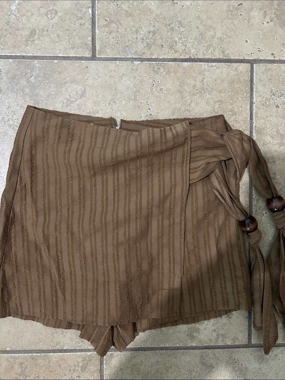 Zara Brown Striped Wrap skort